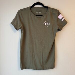 Women’s Olive Green and Pink Under Armour “The Classic Tee” size XS